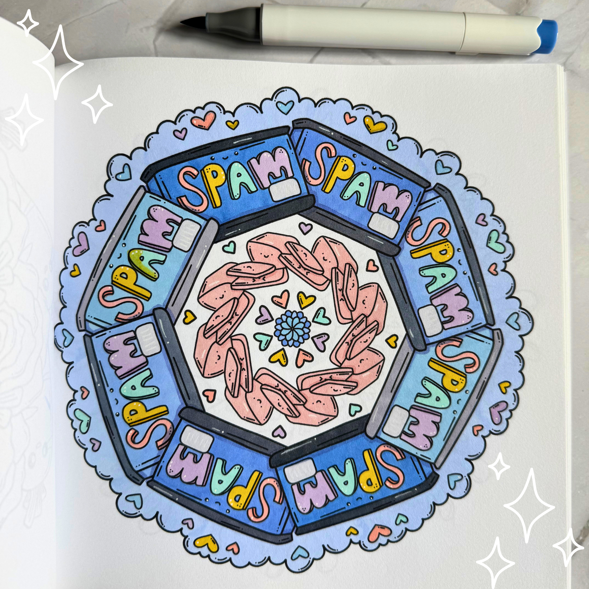Foodie Friends: Kawaii Mandala Coloring Book