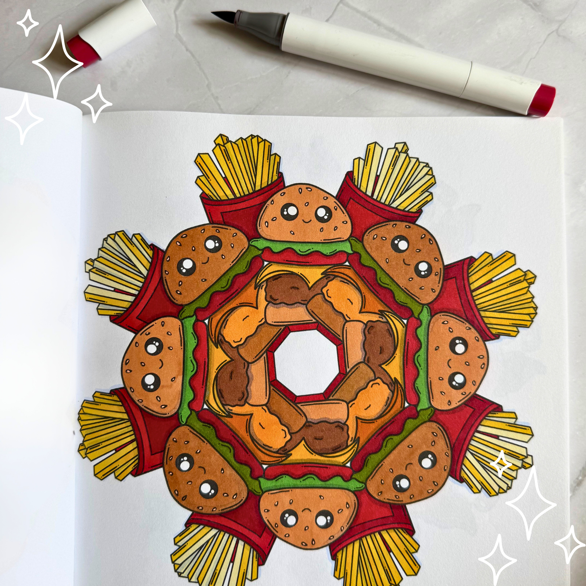 Foodie Friends: Kawaii Mandala Coloring Book